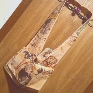 Japan Print Large Fabric Travel Tote Handbag W/Coin Purse